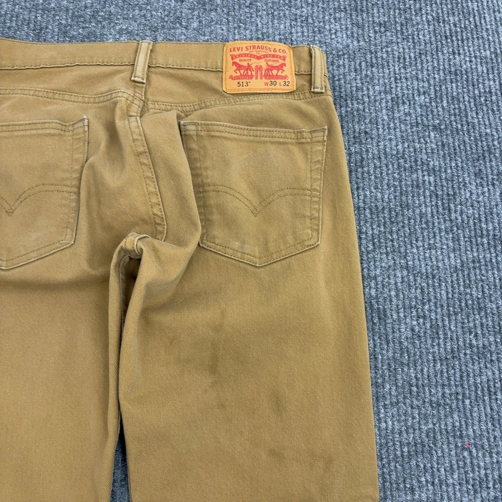 Levi's 513 Slim Straight Pants Mens 30x32 Tan Khaki Twill Stretch Casual Utility